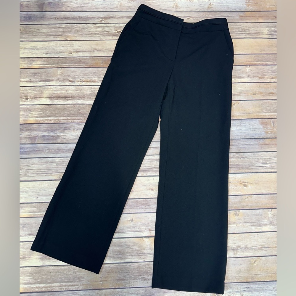 DKNY Women’s Petite Wide Leg Dress Pants Black Side Pockets Trouser 6P